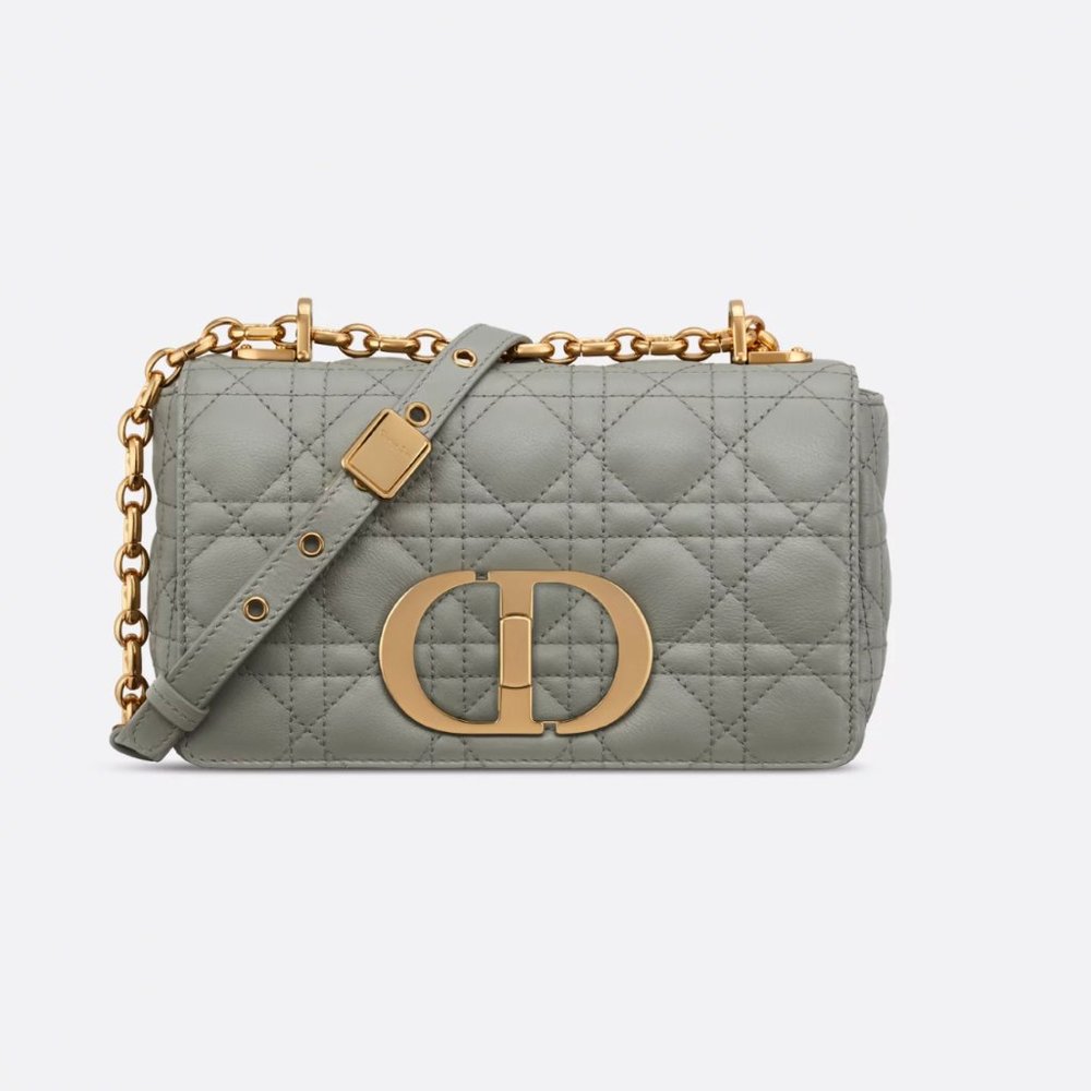 Dior Small Caro Bag - Stone Gray Supple Cannage Calfskin
